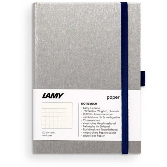 Notebook Lamy A6 192 pages lined Chrome and Blue (4014519721079)
