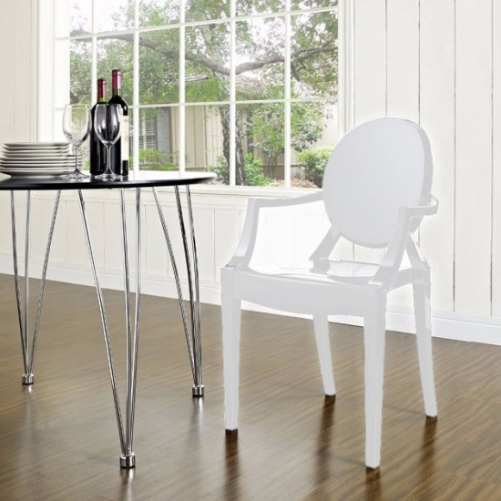 Designer chair Doris SDM, plastic, with armrests, white Designer chair Doris SDM, plastic, with armrests, white