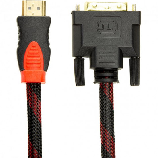 Видео кабель PowerPlant HDMI - DVI, 1.5м черный/красный Видео кабель PowerPlant HDMI - DVI, 1.5м черный/красный