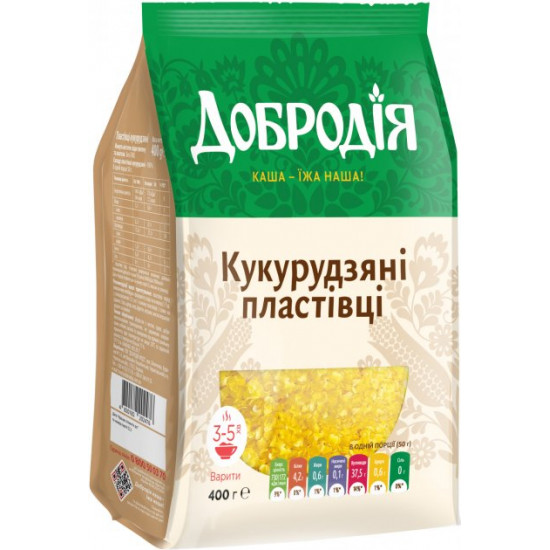 Упаковка хлопьев кукурузных Добродія 400 г х 4 шт (4820182203220) Упаковка хлопьев кукурузных Добродія 400 г х 4 шт (4820182203220)