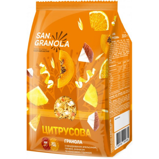 Упаковка гранолы San Granola Цитрусовой 300 г х 2 шт (4820182203244) Упаковка гранолы San Granola Цитрусовой 300 г х 2 шт (4820182203244)