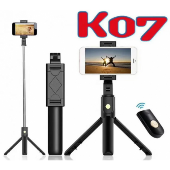 Трипод для телефону Tripod K07 Селфі-палиця з пультом Bluetooth Монопод Чорний Трипод для телефону Tripod K07 Селфі-палиця з пультом Bluetooth Монопод Чорний