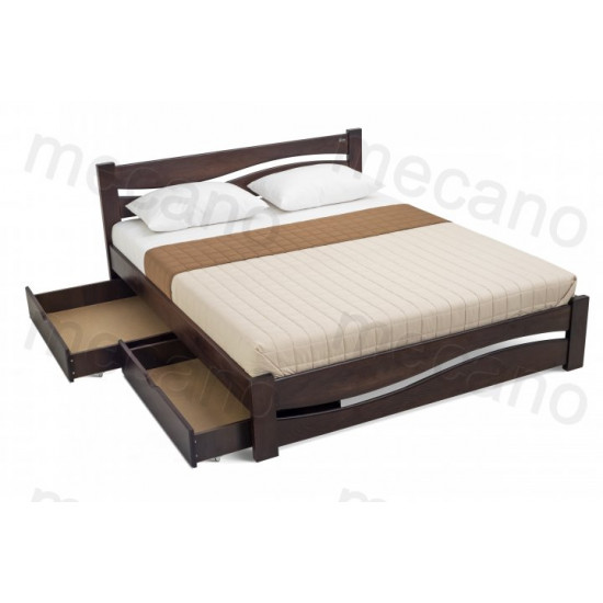 Double Bed made of pine wood 180*200 Wave MECANO color Dark walnut 5MKR010 Double Bed made of pine wood 180*200 Wave MECANO color Dark walnut 5MKR010