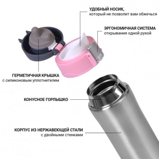 Термокружка Fissman 420 мл Розовая (9819) Термокружка Fissman 420 мл Розовая (9819)
