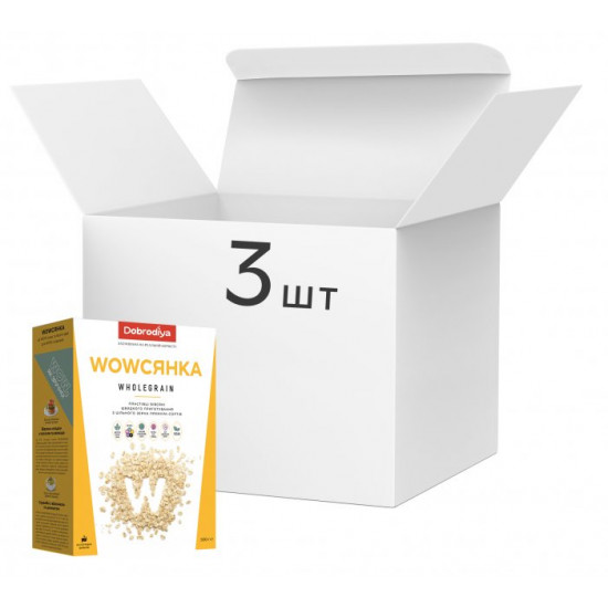 Упаковка хлопьев овсяных Dobrodiya Wowсянка Wholegrain 500 г х 3 шт (4820182203152) Упаковка хлопьев овсяных Dobrodiya Wowсянка Wholegrain 500 г х 3 шт (4820182203152)
