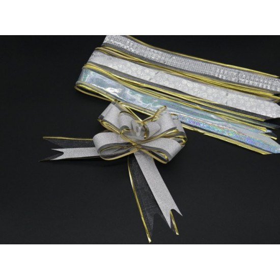 Polypropylene gift bow decorated with organza Gray (BN-626-14) Polypropylene gift bow decorated with organza Gray (BN-626-14)