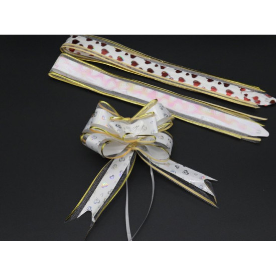 Polypropylene gift bow decorated with organza White (BN-626-2) Polypropylene gift bow decorated with organza White (BN-626-2)
