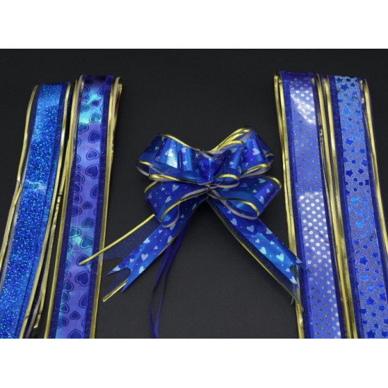 Polypropylene gift bow decorated with organza Blue (BN-626-6) Polypropylene gift bow decorated with organza Blue (BN-626-6)