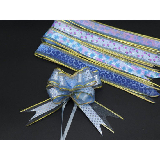 Polypropylene gift bow decorated with Blue organza (BN-626-4) Polypropylene gift bow decorated with Blue organza (BN-626-4)