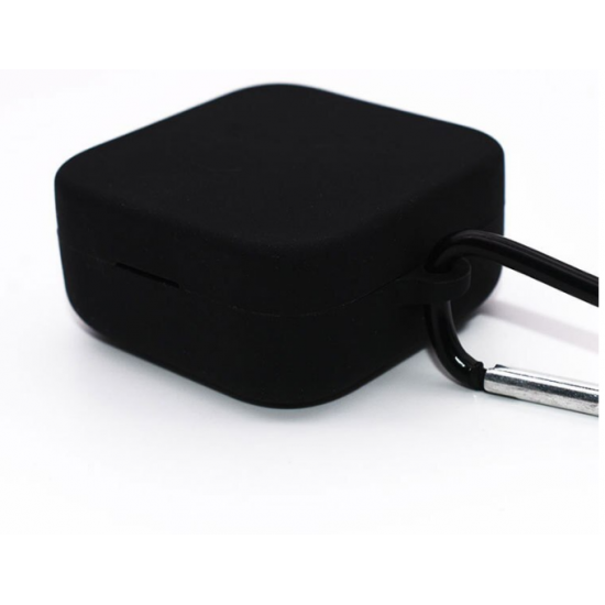 Силиконовый чехол с карабином для наушников Xiaomi Mi Air 2 SE Black Черный Силиконовый чехол с карабином для наушников Xiaomi Mi Air 2 SE Black Черный