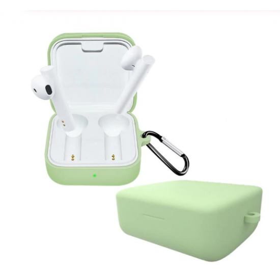 Силиконовый чехол с карабином для наушников Xiaomi Mi Air 2 SE Green Зеленый Силиконовый чехол с карабином для наушников Xiaomi Mi Air 2 SE Green Зеленый