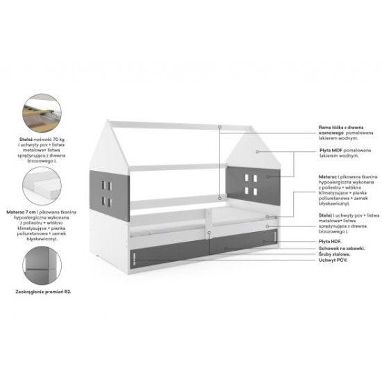 Дитяче ліжко горище Будиночок KidsBunkBed білий колір 160х80 см. 124х86х164 см. Дитяче ліжко горище Будиночок KidsBunkBed білий колір 160х80 см. 124х86х164 см.