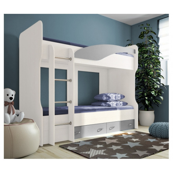 Двухъярусная кровать KidsBunkBed K-075 дуб сонома белый 2032х 870 х1700 мм Двухъярусная кровать KidsBunkBed K-075 дуб сонома белый 2032х 870 х1700 мм