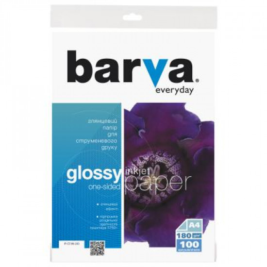 Папір BARVA A4 Everyday Glossy 180г 100с (IP-CE180-283) Папір BARVA A4 Everyday Glossy 180г 100с (IP-CE180-283)