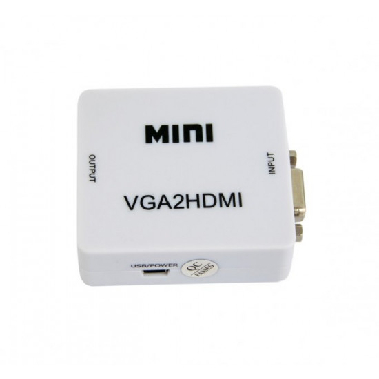 Перехідник із VGA на HDMI зі звуком MiNi VGA2HDMI Білий (VS7004213)