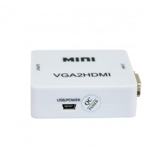Перехідник із VGA на HDMI зі звуком MiNi VGA2HDMI Білий (VS7004213)