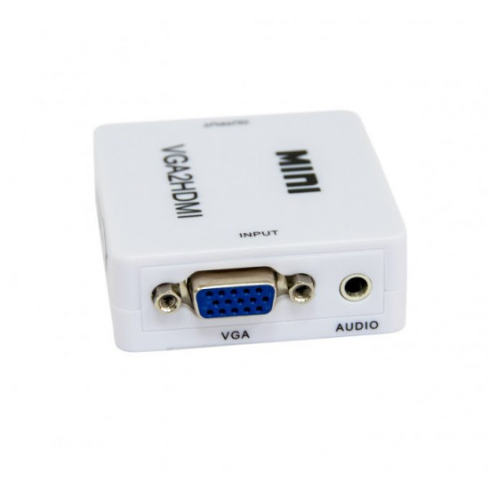 Перехідник із VGA на HDMI зі звуком MiNi VGA2HDMI Білий (VS7004213)