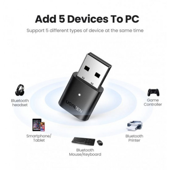 Bluetooth-адаптер UGREEN USB Bluetooth 5.0 передавач для комп'ютера, ноутбука Black (US390) Bluetooth-адаптер UGREEN USB Bluetooth 5.0 передавач для комп'ютера, ноутбука Black (US390)