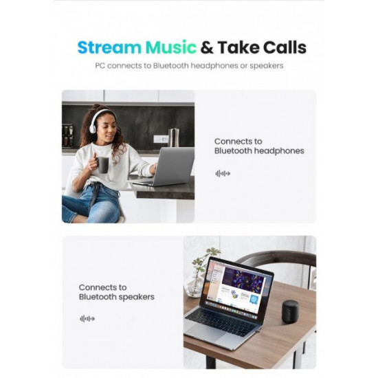 Bluetooth-адаптер UGREEN USB Bluetooth 5.0 передавач для комп'ютера, ноутбука Black (US390) Bluetooth-адаптер UGREEN USB Bluetooth 5.0 передавач для комп'ютера, ноутбука Black (US390)