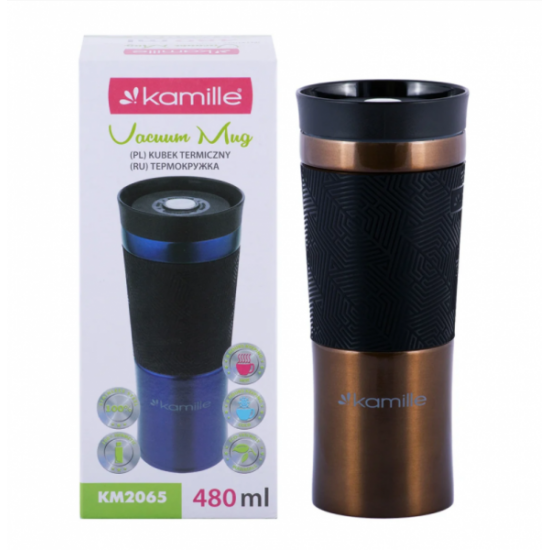 Kamille thermal mug brown 480ml stainless steel KM-2065 (IR03336) Kamille thermal mug brown 480ml stainless steel KM-2065 (IR03336)