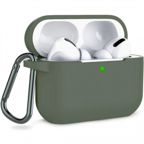 Силіконовий футляр із карабіном для навушників AirPods Pro Olive Силіконовий футляр із карабіном для навушників AirPods Pro Olive