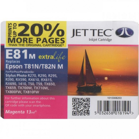 Картридж для Epson Stylus Photo R390 JetTec Magenta 110E008203 Картридж для Epson Stylus Photo R390 JetTec Magenta 110E008203