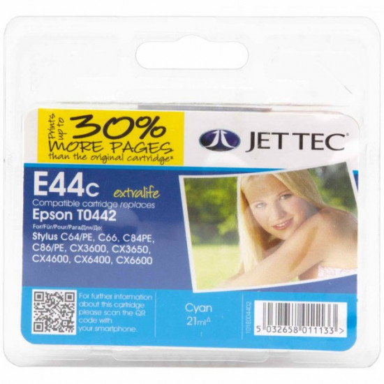 Картридж для Epson Stylus C84 JetTec Cyan 110E004402 Картридж для Epson Stylus C84 JetTec Cyan 110E004402