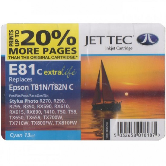 Картридж для Epson Stylus Photo RX615 JetTec Cyan 110E008202 Картридж для Epson Stylus Photo RX615 JetTec Cyan 110E008202