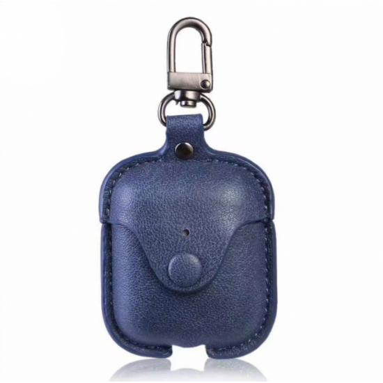 Шкіряний чохол Primo Hook для навушників Apple AirPods / AirPods 2019 - Dark Blue Шкіряний чохол Primo Hook для навушників Apple AirPods / AirPods 2019 - Dark Blue