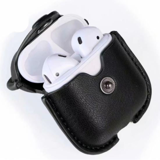 Шкіряний чохол Primo Hook для навушників Apple AirPods / AirPods 2019 - Black Шкіряний чохол Primo Hook для навушників Apple AirPods / AirPods 2019 - Black
