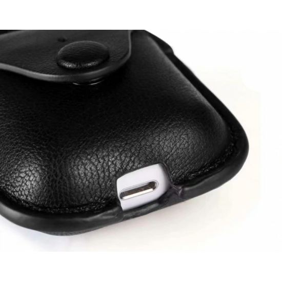 Шкіряний чохол Primo Hook для навушників Apple AirPods / AirPods 2019 - Black Шкіряний чохол Primo Hook для навушників Apple AirPods / AirPods 2019 - Black
