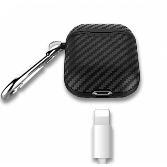 Силіконовий чохол Primo Carbon Fiber для AirPods 2 - Black Силіконовий чохол Primo Carbon Fiber для AirPods 2 - Black