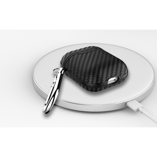 Силіконовий чохол Primo Carbon Fiber для AirPods 2 - Black Силіконовий чохол Primo Carbon Fiber для AirPods 2 - Black