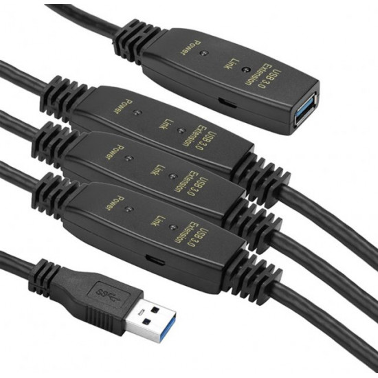 Активний подовжувач PowerPlant USB 3.0 AM-AF, 30 м (CA912872) Активний подовжувач PowerPlant USB 3.0 AM-AF, 30 м (CA912872)