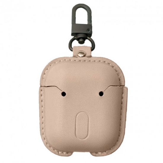 Кожаный футляр Leather bag для наушников AirPods Бежевый Кожаный футляр Leather bag для наушников AirPods Бежевый