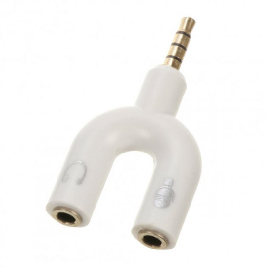 Epik Audio Jack 3.5mm to AUX splitter for microphone and headphones White