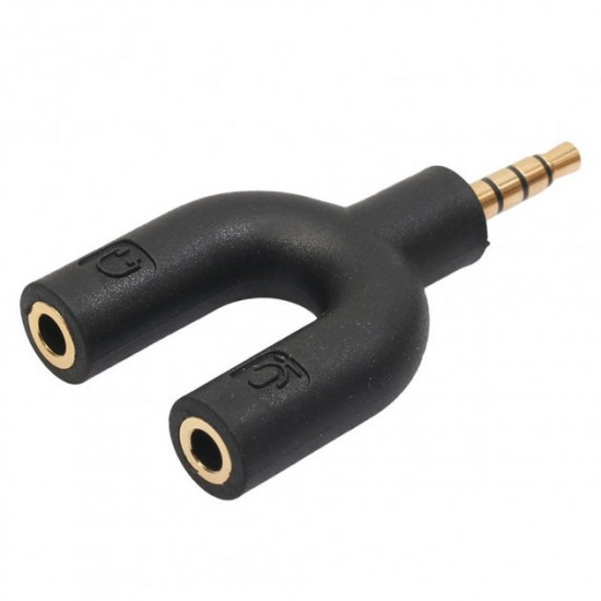 Розгалужувач Epik Audio Jack 3.5mm to AUX для мікрофона та навушників Black Розгалужувач Epik Audio Jack 3.5mm to AUX для мікрофона та навушників Black