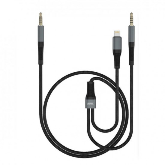 Аудіокабель XO 2в1 audio adapter cable 3.5mm to 3.5mm +Lightning 1m Аудіокабель XO 2в1 audio adapter cable 3.5mm to 3.5mm +Lightning 1m