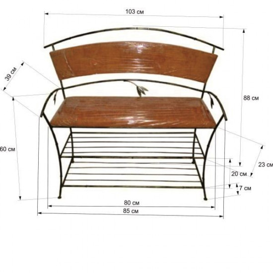 Forged stand (stand) for shoes 1.6/80 cm (banquette) black/bronze Forged stand (stand) for shoes 1.6/80 cm (banquette) black/bronze
