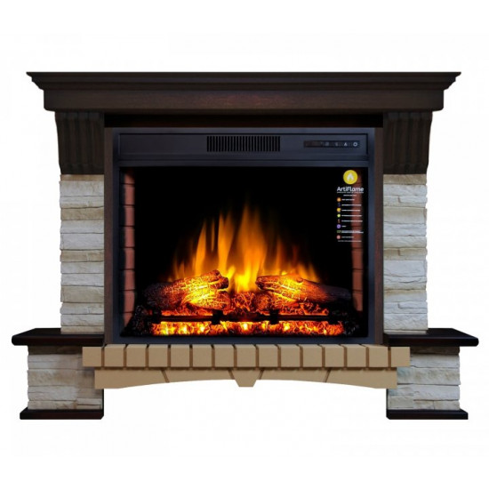 Electric fireplace with portal ArtiFlame STONE MONTEBELLO AF28S MAHOGON BROWN ANTIQUE (with sound) Electric fireplace with portal ArtiFlame STONE MONTEBELLO AF28S MAHOGON BROWN ANTIQUE (with sound)