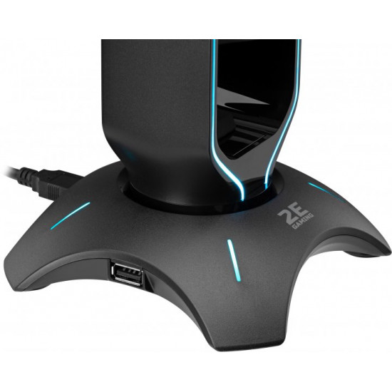 Підставка 3в1 для гарнітури 2E Gaming Headset Stand RGB USB Black (2E-GST310UB) Підставка 3в1 для гарнітури 2E Gaming Headset Stand RGB USB Black (2E-GST310UB)
