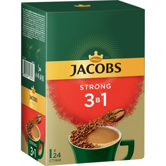 Кавовий напій Jacobs Monarch 3в1 Strong 12.9 г х 24 шт (8714599108956) Кавовий напій Jacobs Monarch 3в1 Strong 12.9 г х 24 шт (8714599108956)