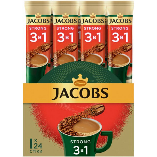 Кавовий напій Jacobs Monarch 3в1 Strong 12.9 г х 24 шт (8714599108956) Кавовий напій Jacobs Monarch 3в1 Strong 12.9 г х 24 шт (8714599108956)