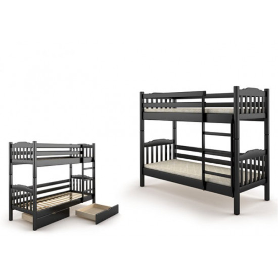 Children's bunk bed made of natural wood pine Bai-Bai without drawers MebiGrand 90x200 Wenge Children's bunk bed made of natural wood pine Bai-Bai without drawers MebiGrand 90x200 Wenge