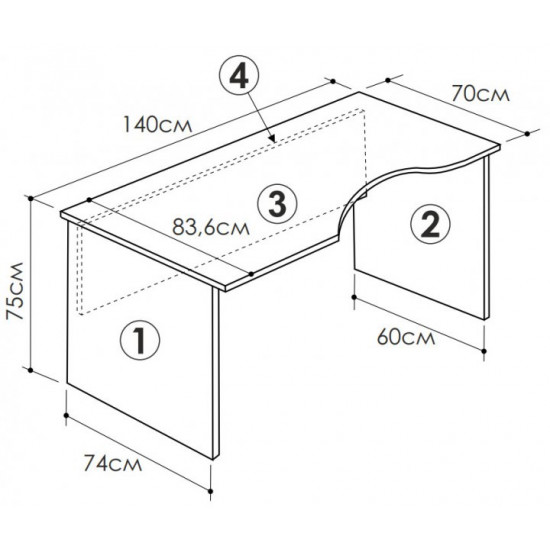 Стол Письменный Roko (Роко) БЮ113 Бук 140x84/70x75 см (126307) Стол Письменный Roko (Роко) БЮ113 Бук 140x84/70x75 см (126307)