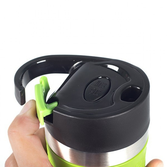 Thermal mug Edenberg EB-626 with silicone holder and carabiner handle 380 ml Green Thermal mug Edenberg EB-626 with silicone holder and carabiner handle 380 ml Green