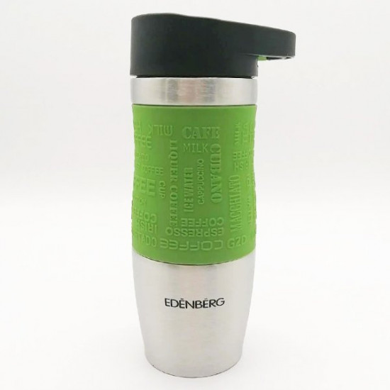 Thermal mug Edenberg EB-626 with silicone holder and carabiner handle 380 ml Green Thermal mug Edenberg EB-626 with silicone holder and carabiner handle 380 ml Green