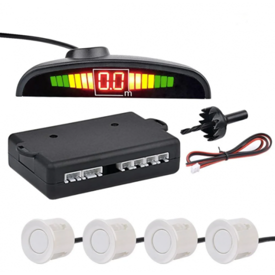 Паркувальний радар парктронік Universal Parking Assistant Sensor 4 білі датчики Паркувальний радар парктронік Universal Parking Assistant Sensor 4 білі датчики