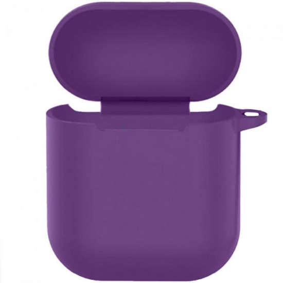 Силіконовий футляр New з карабіном для навушників Airpods 1/2 Фіолетовий / Grape Силіконовий футляр New з карабіном для навушників Airpods 1/2 Фіолетовий / Grape