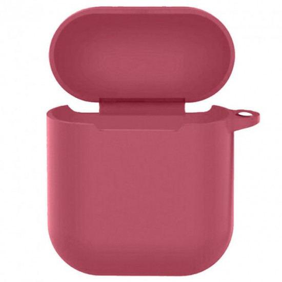 Силіконовий футляр New з карабіном для навушників Airpods 1/2 Червоний / Rose Red Силіконовий футляр New з карабіном для навушників Airpods 1/2 Червоний / Rose Red